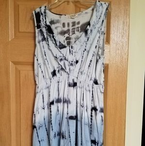 Blue and gray v neck shirt